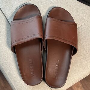 Cole Haan Men’s Leather Slip On Slides in Brown Size 9